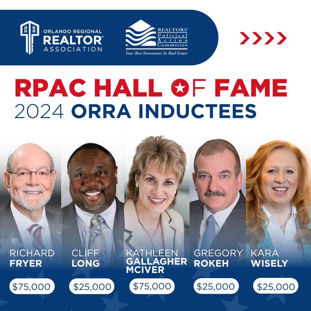 Announcing our new RPAC Hall of Fame inductees! Congrats to Richard Fryer, Cliff Long, Kathleen Gallagher McIver, Gregory Rokeh, &amp; Kara Wisely for their $25K+ dedication to real estate advocacy. Join them: lnkd.in/eW982DWJ

#RPAC #ORRA #HallOfFame #Advocacy #Invest