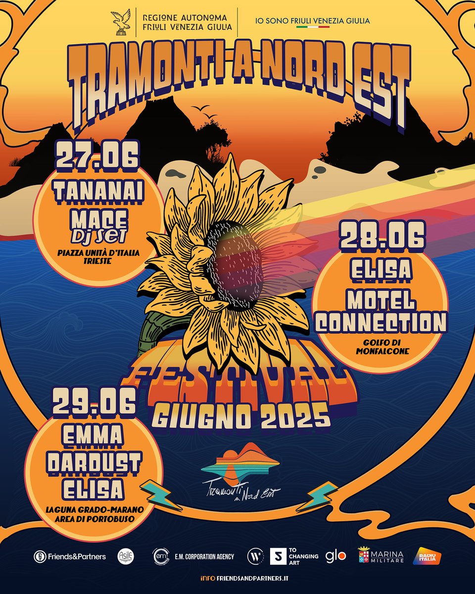 Ooooooooo!! Finalmente ve lo posso dire! In questi giorni già carichissimi aumenta la dose di magia e di bellezza perchè c’è anche la prima edizione di Tramonti a Nord Est! Il mio primo Festival 🤪😍🔥🩵🤩🥳✨🌙🌟🪐🌈☀️🌊

Ringrazio gli artisti e gli amici che hanno deciso di