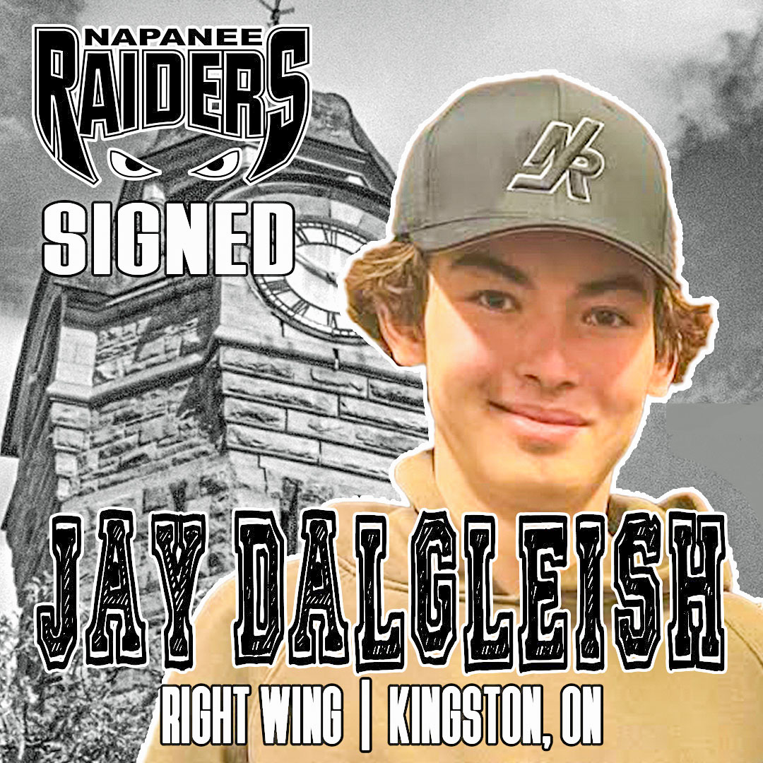 SIGNING ALERT! We're happy to add Kingston U-18 AA captain Jay Dalgleish to our lineup for 2025-2026. The big right winger has great hockey IQ, is responsible in all zones, and he should be able to step in offensively right away.

Read more at napaneeraiders.com/dalgleish-look…