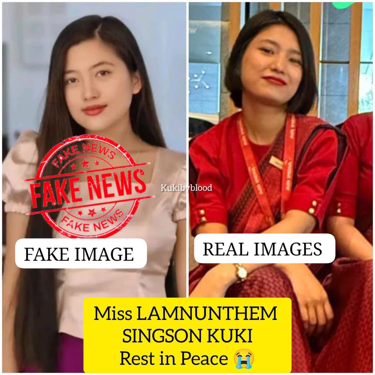 AboriginalKuki's tweet image. In the wake of the tragic Ahmedabad plane crash, we respectfully urge all media channels to remove the incorrect image of Lamnunthem Singson being circulated. Please honor her memory by sharing her true photo during this time of grief. 🙏 #RespectTheTruth #AirIndiaCrash…