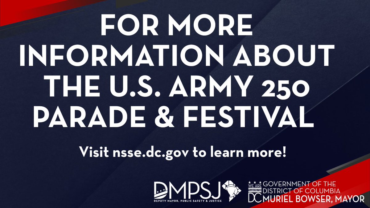 Heading to the District for the U.S. Army 250 Parade and Festival? 

Plan ahead and get all the details at nsse.dc.gov