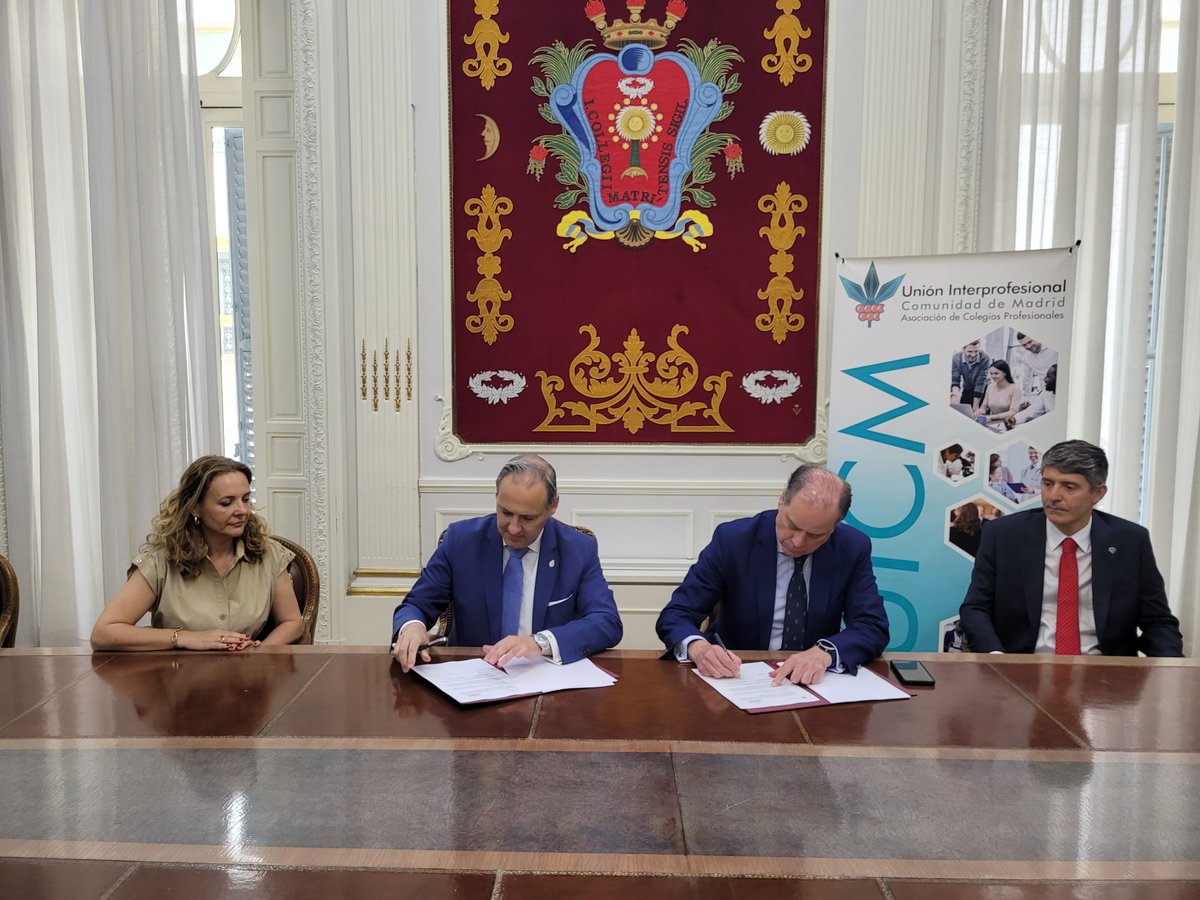 Unión Interprofesional de la Comunidad de Madrid (@uicmadrid) on Twitter photo 🟢 <a href="/EugenioRibon/">Eugenio Ribón</a> , y el Director para Asuntos Económicos y Relaciones con Empresas de la <a href="/UCOMILLAS/">Universidad Pontificia Comillas</a>, Enrique Marazuela, han firmado un acuerdo de colaboración para impulsar el desarrollo profesional de los alumnos de esta Universidad.
Info: 📲 uicm.es/news/union-int… 🟢 <a href="/EugenioRibon/">Eugenio Ribón</a> , y el Director para Asuntos Económicos y Relaciones con Empresas de la <a href="/UCOMILLAS/">Universidad Pontificia Comillas</a>, Enrique Marazuela, han firmado un acuerdo de colaboración para impulsar el desarrollo profesional de los alumnos de esta Universidad.
Info: 📲 uicm.es/news/union-int…