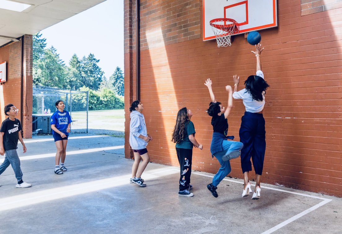 Supporting public education is about showing up—listening, learning, and sometimes even shooting 3 v 3 hoops with the next generation. Had a blast visiting Oakbrook Elementary School and connecting with these amazing students. 🏀💙 Yes, I made the layup. 😎  

TY, <a href="/CloverParkSD/">Clover Park Schools</a>!