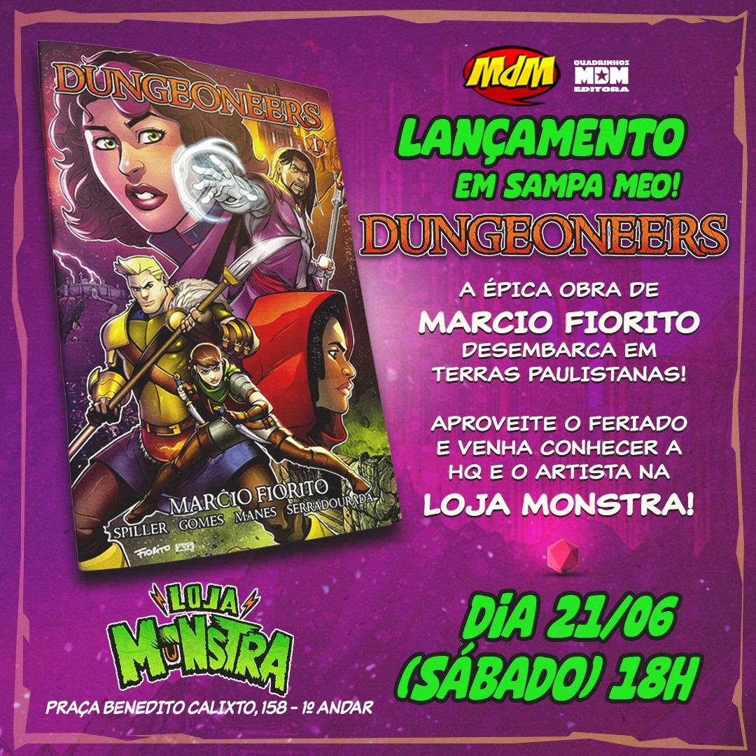 E vai ter lançamento de Dungeoneers na LOJA MONSTRA!!!

Dia 21 de junho (sábado) a partir das 18 horas!!!

Participação de vários chégas, MdMs, lamentáveis, RPGistas e uns parceiros famosinhos do mercado de quadrinhos!!!

Esperamos vocês lá!
