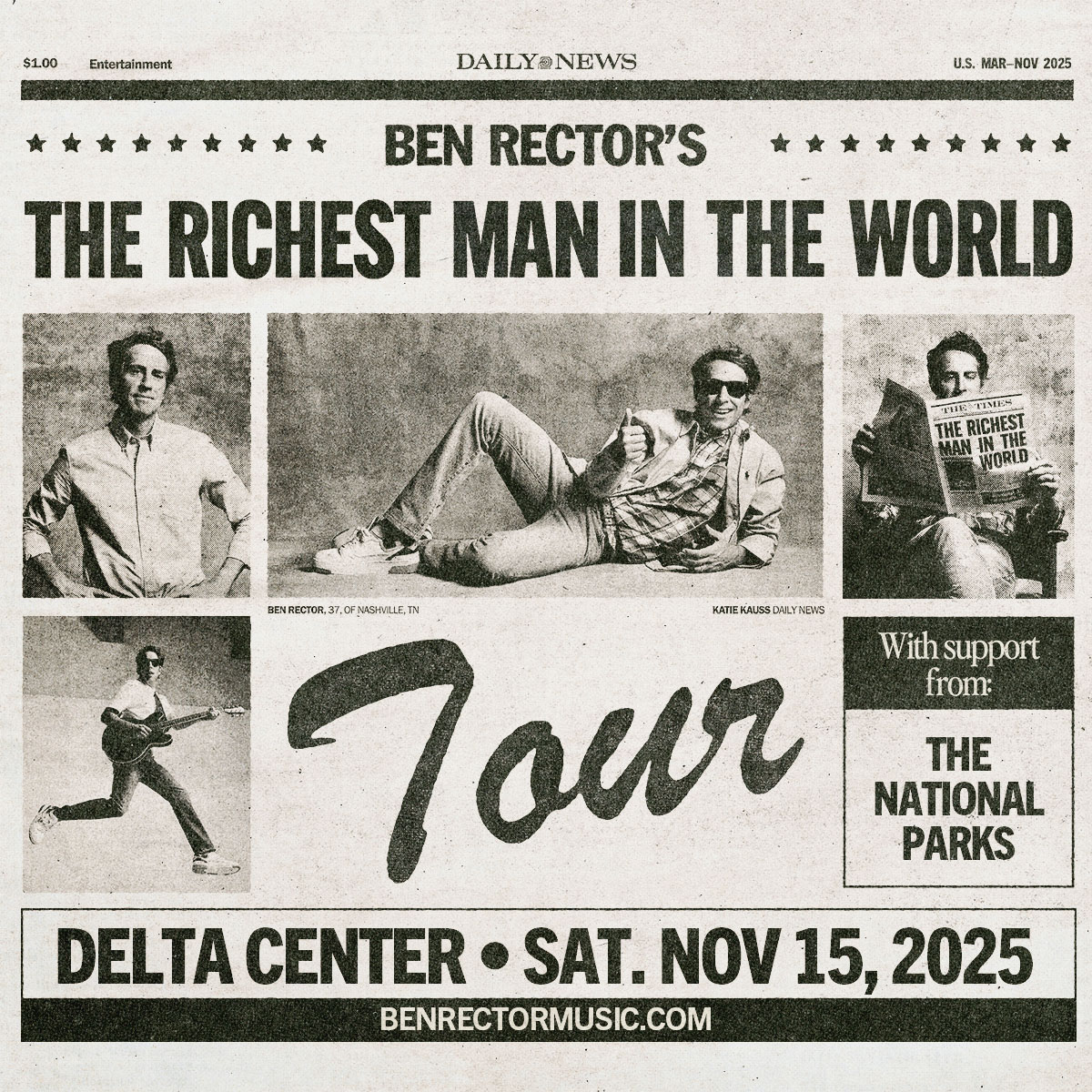 Delta Center (@deltacenter) on Twitter photo 𝗜𝗖𝗬𝗠𝗜: <a href="/benrector/">Ben Rector</a>'s Richest Man in the World Tour is coming to #DeltaCenter on Saturday, Nov. 15 with support from <a href="/TheNatlParks/">The National Parks</a>!
🎟️ Get tickets now: seatgeek.com/ben-rector-tic… 𝗜𝗖𝗬𝗠𝗜: <a href="/benrector/">Ben Rector</a>'s Richest Man in the World Tour is coming to #DeltaCenter on Saturday, Nov. 15 with support from <a href="/TheNatlParks/">The National Parks</a>!
🎟️ Get tickets now: seatgeek.com/ben-rector-tic…