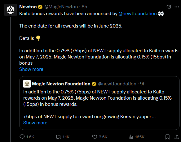 The Magic Newton Airdrop and Token Generation Event (TGE) are coming soon!
Make sure to position yourself by the end of June to qualify for the Newton Airdrop.