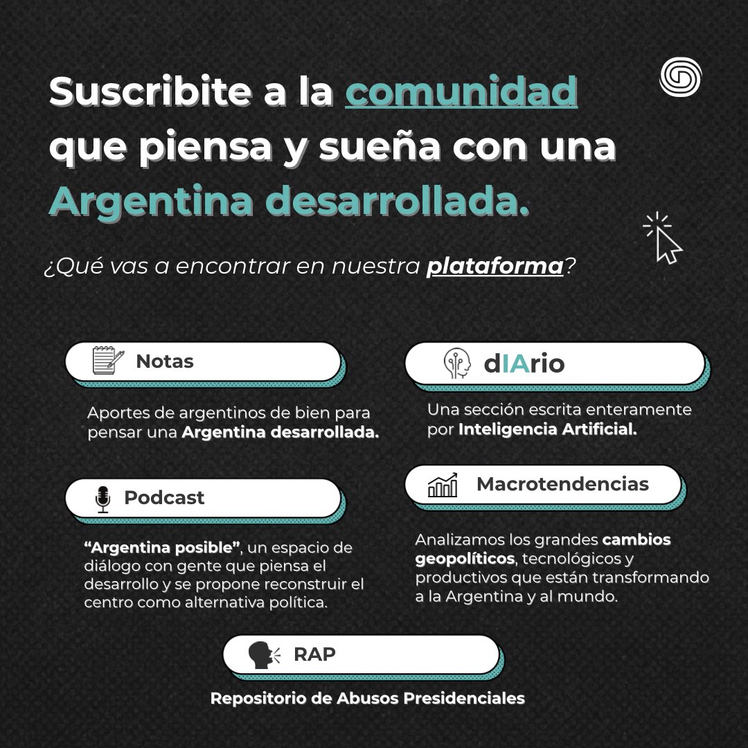 Creamos una plataforma para pensar, debatir y construir una agenda de desarrollo para la Argentina. ¡Sumate!
movimientoaldesarrollo.substack.com