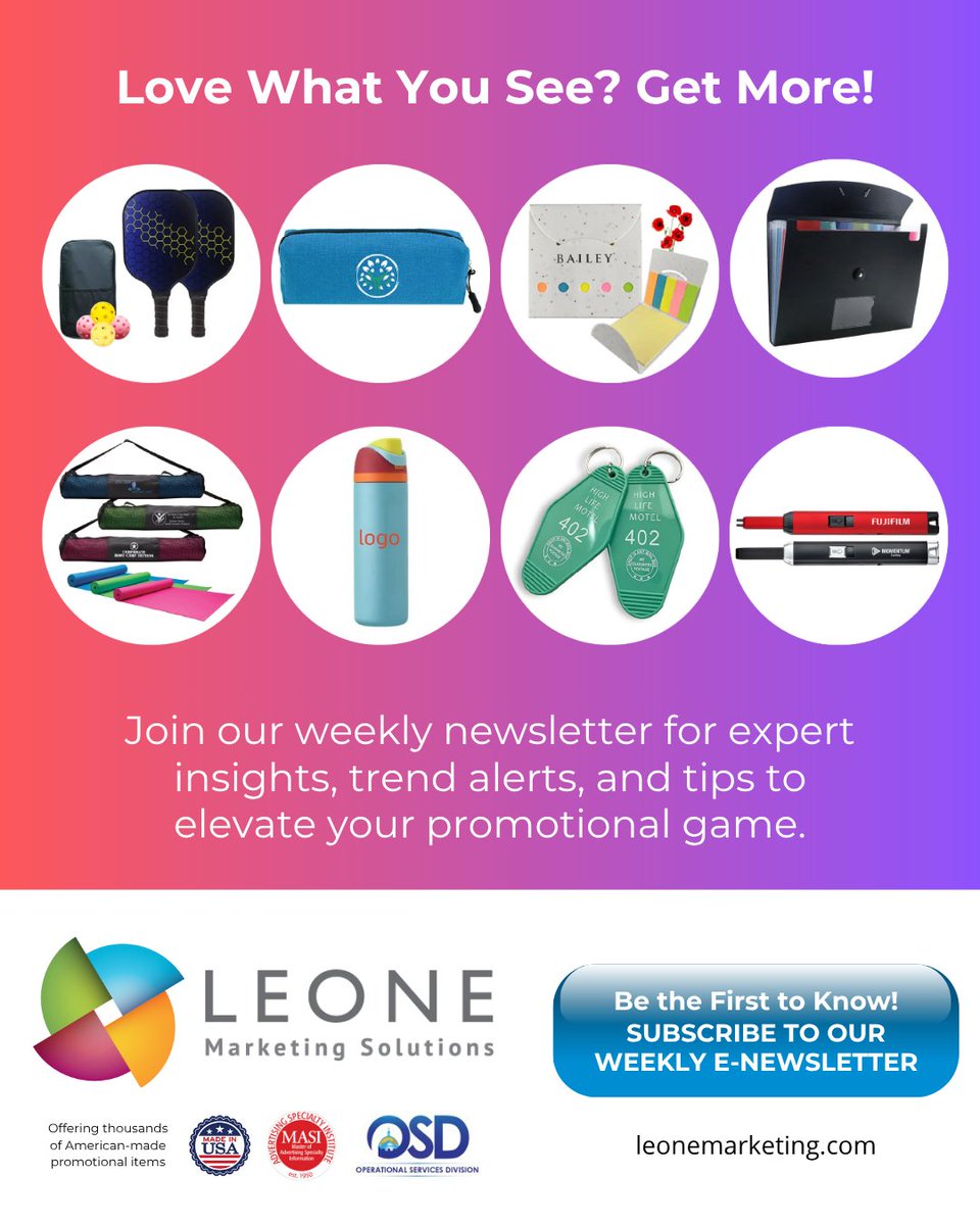 Find your next great promotional idea in your inbox!​

With over 1 million products and expert insights, our e-newsletter is your ultimate 
marketing resource.​

Tap the link and subscribe today! 

bit.ly/3YZbZC9

#BrandingMadeEasy
#MarketingInspiration