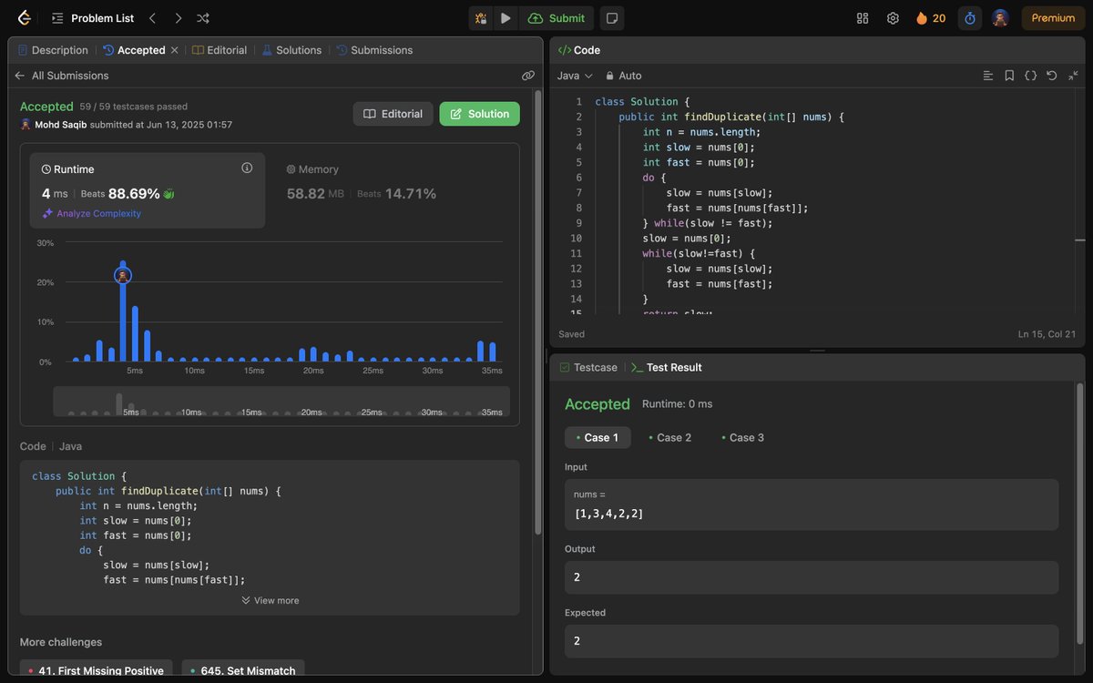 Mohd_Saqib_'s tweet photo. 🚀 Day 324 of Code 🚀

Solved :

✅ 3423. Maximum Difference Between Adjacent Elements in a Circular Array
✅ 287. Find the Duplicate Number

#Day324 #LeetCode #DSA #FloydCycleDetection #ArrayProblems #ProblemSolving #100DaysOfCode #CodingChallenge https://t.co/vDeC6eRkwc