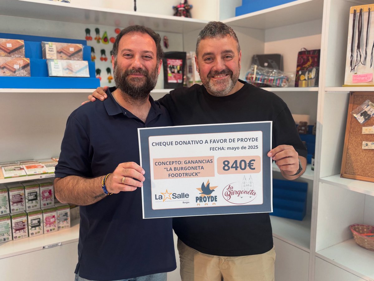 DONACIÓN A PROYDE

Durante las #FiestasLaSalle2025, <a href="/chefArrabal/">Antonio Arrabal</a> puso a disposición del colegio la foodtruck La Burgoneta y todo lo recaudado ha sido donado a <a href="/PROYDE/">PROYDE</a>.

¡Gracias por vuestra solidaridad!

<a href="/LaJamada/">La Jamada</a> <a href="/LaSalle_Burgos/">La Salle Burgos</a>