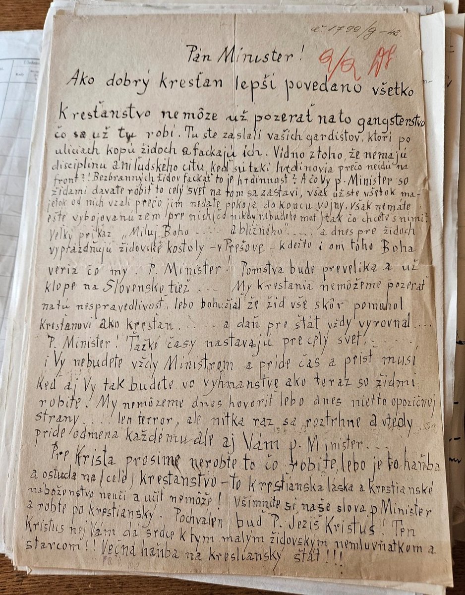 Slovensko malo za čias ľudáckeho režimu aj svoju odvážnu tvár. List ministrovi vnútra a hlavnému veliteľovi HG Machovi.