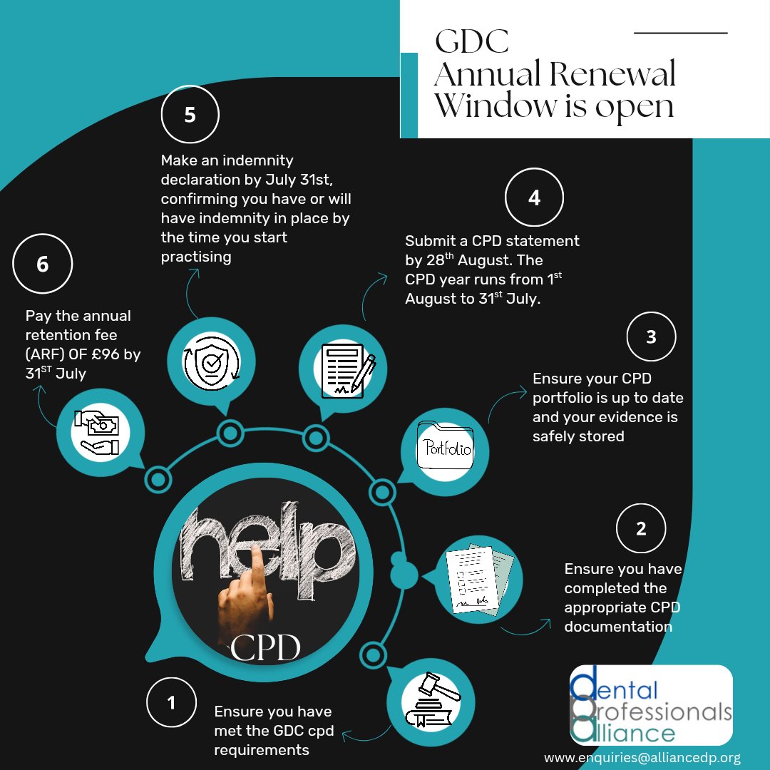 The Dental Professional Alliance are encouraging you to visit the GDC Website to see our CPD MythBuster, the latest changes to CPD documentation has been added. <a href="/GDC_UK/">GDC</a>