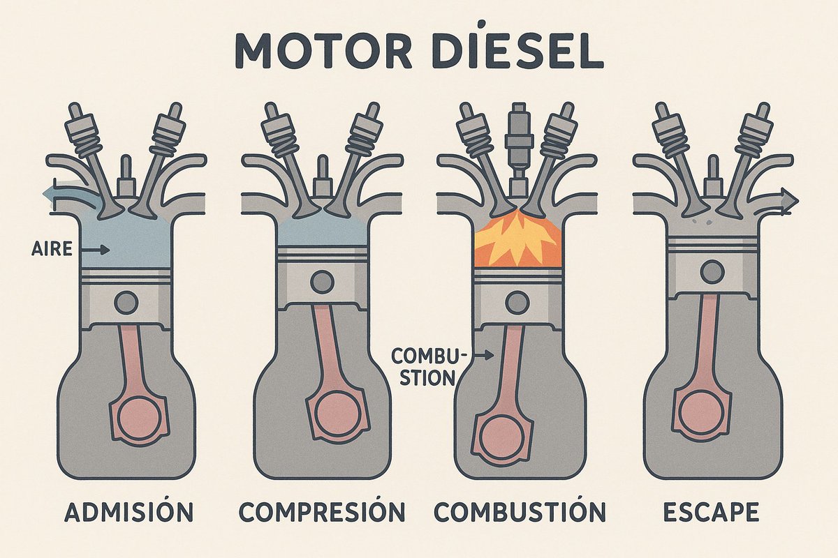 Manuel43854544's tweet photo. (Última explicación las demás están abajo en mi perfil)

4. Escape:

El pistón sube otra vez, y los gases de escape salen por una válvula. https://t.co/xdo4wnDmrp