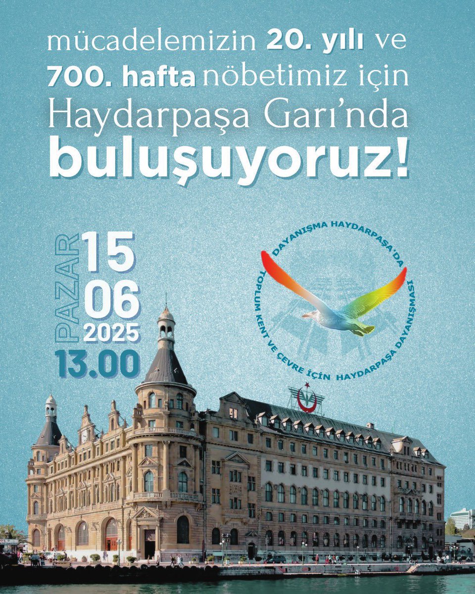 Mücadelenin 20. yılı ve 700. haftasında bir aradayız!

🗓️ 15 Haziran 2025, 13.00
📍Haydarpaşa Garı

#HaydarpaşaGardırGarKalacak  <a href="/haydarpasadayan/">HaydarpaşaDayanışması</a>