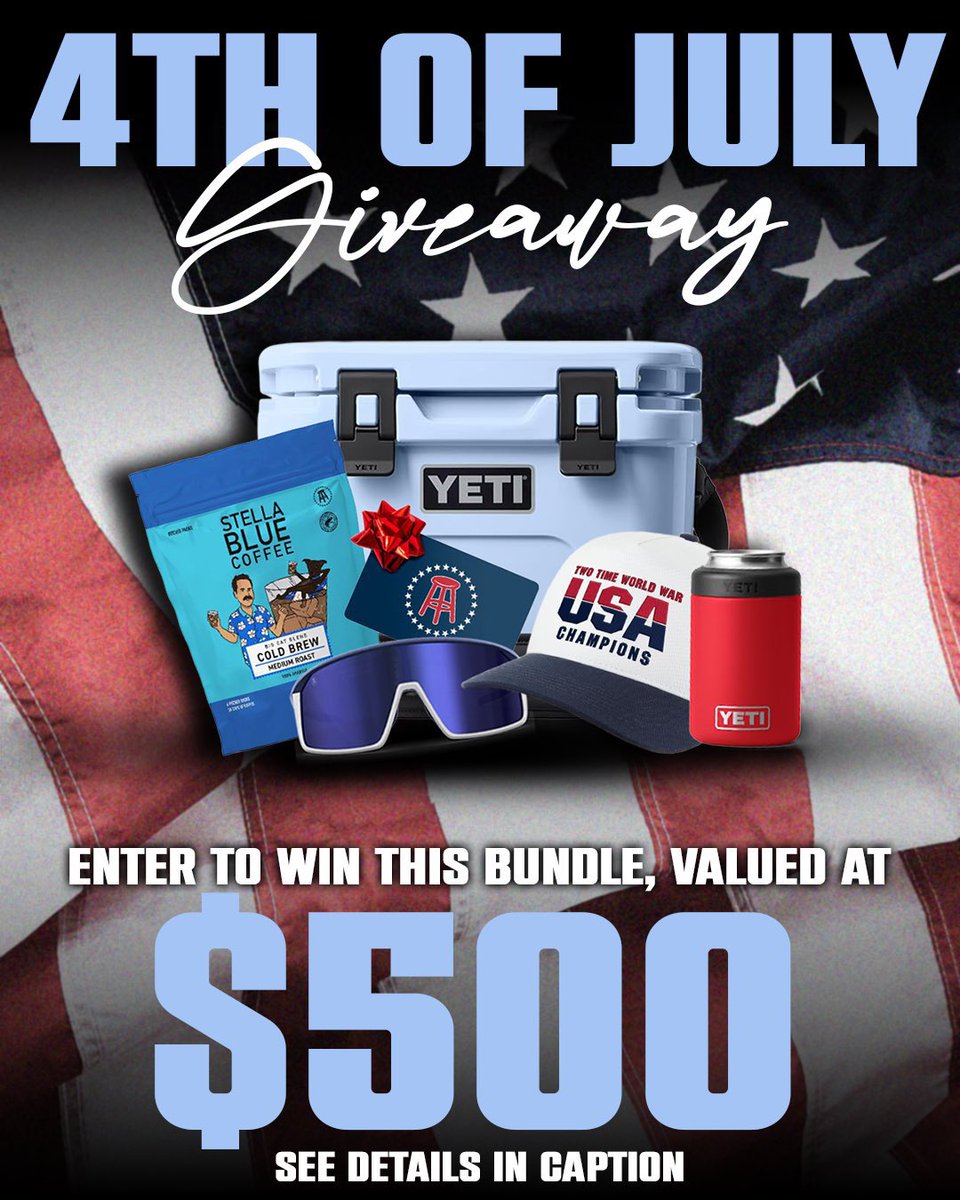 BarstoolHusker's tweet image. Win a bundle of July 4th essentials 🇺🇸
What’s included:
🧊 YETI Cooler
🍷 YETI Colster Can Cooler
🕶️ Shady Rays x Barstool Shades
☕ Stella Blue Cold Brew
🎁 $100 Barstool Sports Store Gift Card
🧢 Barstool USA Hat
Enter on Instagram here: instagram.com/p/DK0IYLsytHz/…