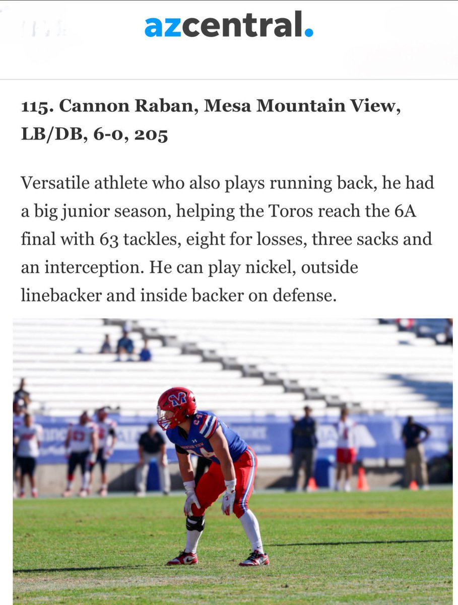 Jason Bowman (@alpha_lbu) on Twitter photo Nice write up on <a href="/CannonRaban/">Cannon Raban</a> by <a href="/azc_obert/">Richard Obert</a>
Kid is having a great camp circuit this summer. Keep an eye out for him this fall!!
#RecruitAZ Nice write up on <a href="/CannonRaban/">Cannon Raban</a> by <a href="/azc_obert/">Richard Obert</a>
Kid is having a great camp circuit this summer. Keep an eye out for him this fall!!
#RecruitAZ