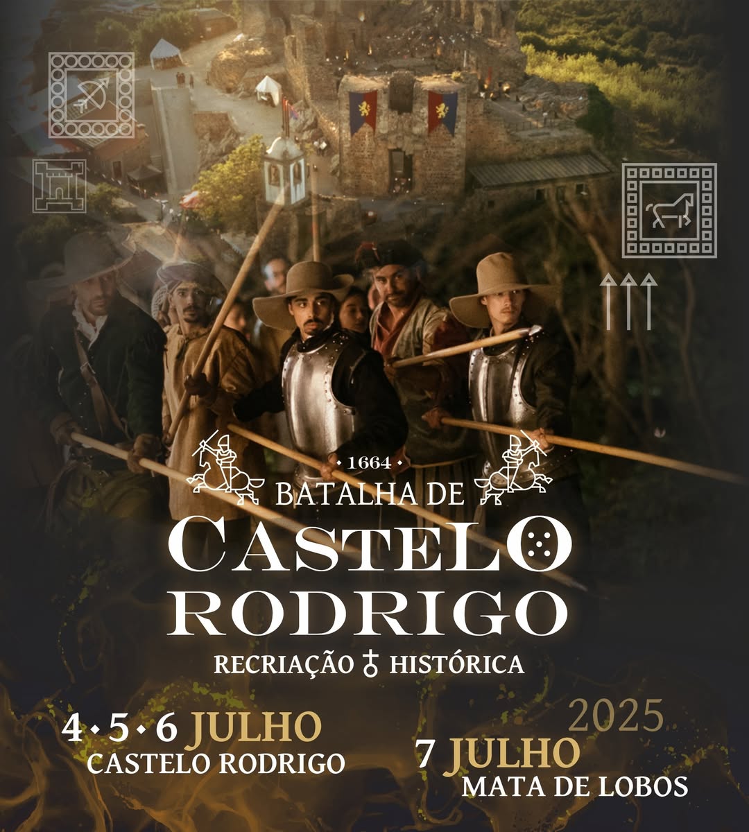⚔️ De 4 a 7 de julho, a Aldeia Histórica de #CasteloRodrigo revive um dos momentos mais marcantes da nossa história!
A Recriação da Batalha de Castelo Rodrigo promete 4 dias de celebração, cortejos, animação e a emocionante reconstituição final. #AldeiasHistoricasdePortugal