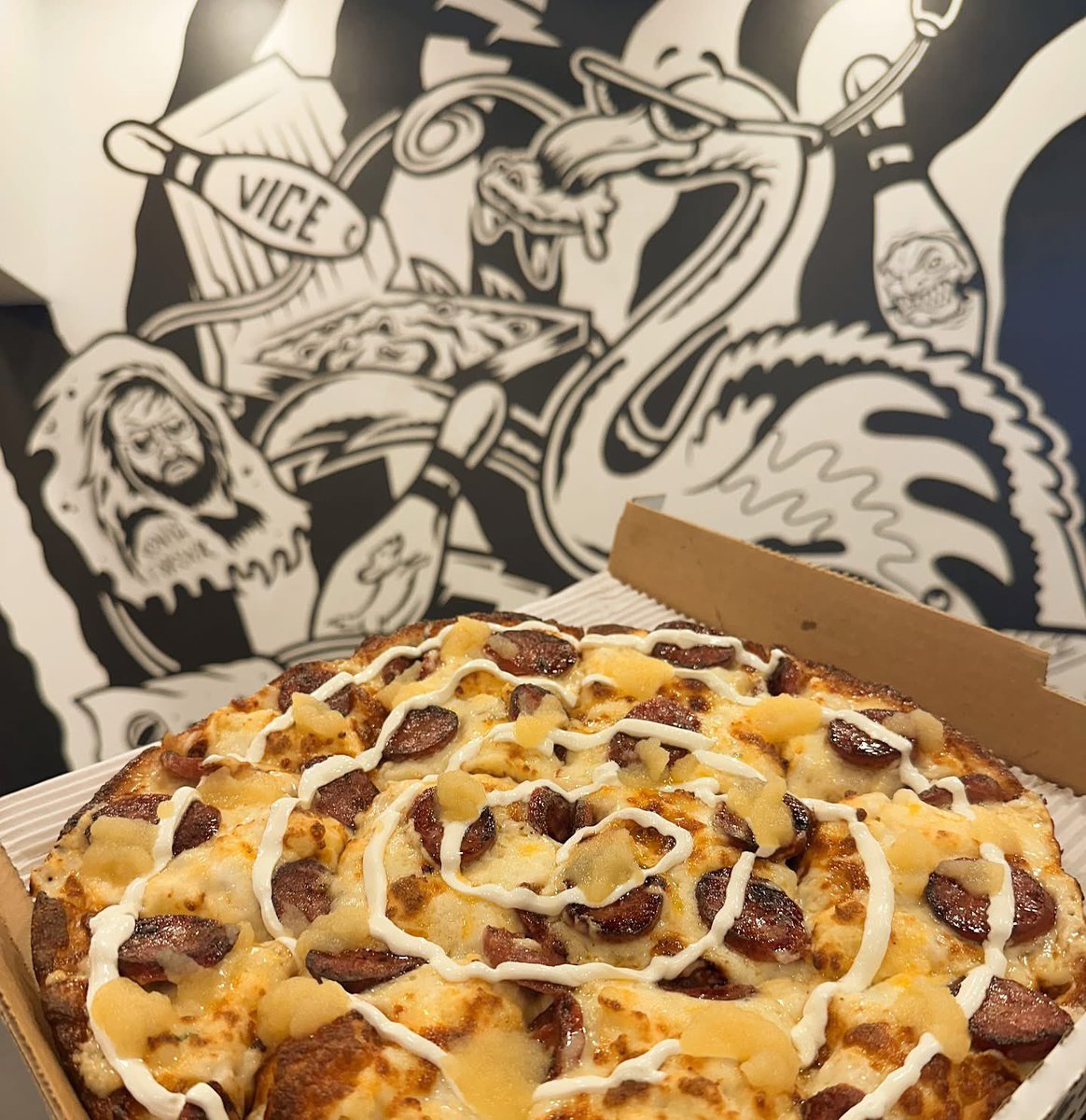 PARMA-ONLY EXCLUSIVE: The Parma Party!  Cheese blend, potato &amp; cheese pierogi filling, kielbasa, comes with sour cream and applesauce on the side (we just dressed it for the pic). 

Medium only, $20, available at the Parma store only starting RIGHT NOW!