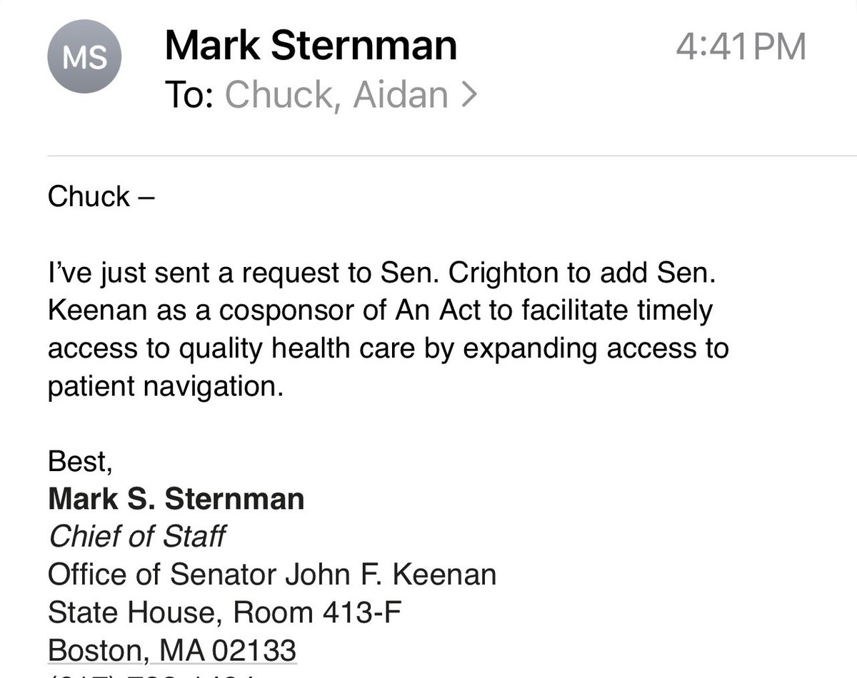 CJSTRAV3's tweet image. Does Advocacy Matter? Does Your Voice Matter? Do They Listen? You tell me!! Let’s go!! Thank you @SenJohnFKeenan for helping eliminate barriers for patients to receive #patientnavigation services.
#MACancerLobbyDay @DanaFarber @DanaFarberNews @DrChoueiri @DanaFarber_GU
