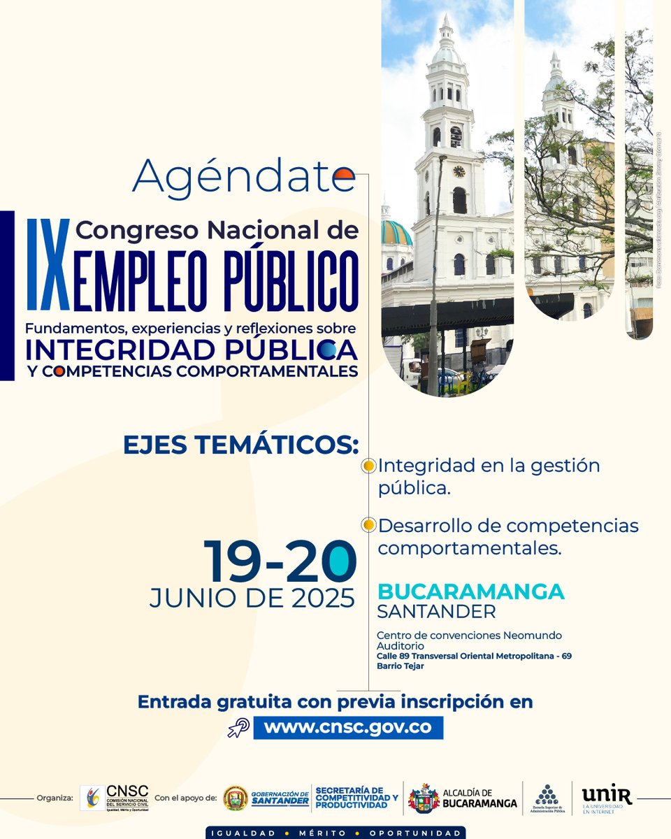 📚🇨🇴 El #CongresoEmpleoPúblico reunirá voces expertas del sector público, academia, sector privado y entes de control en un espacio para aprender y construir juntos una función pública íntegra y competente.
🗓️19-20 de junio
📍Bucaramanga
Inscríbete🔗 gestion.cnsc.gov.co/encuestas/inde…