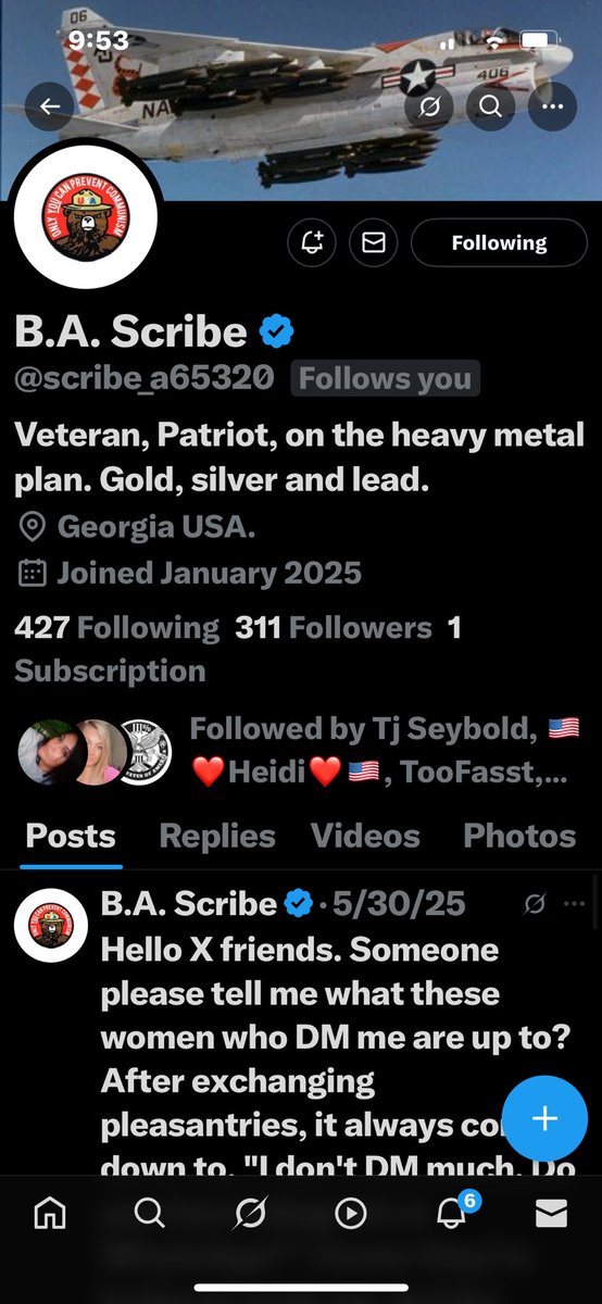 MJ Sure Shot 🇺🇸 (@jesusroxit) on Twitter photo B.A. Scribe is still working on growing his account. Go check out <a href="/scribe_a65320/">B.A. Scribe</a> and thank him for his service to our beautiful country. 🇺🇸 B.A. Scribe is still working on growing his account. Go check out <a href="/scribe_a65320/">B.A. Scribe</a> and thank him for his service to our beautiful country. 🇺🇸