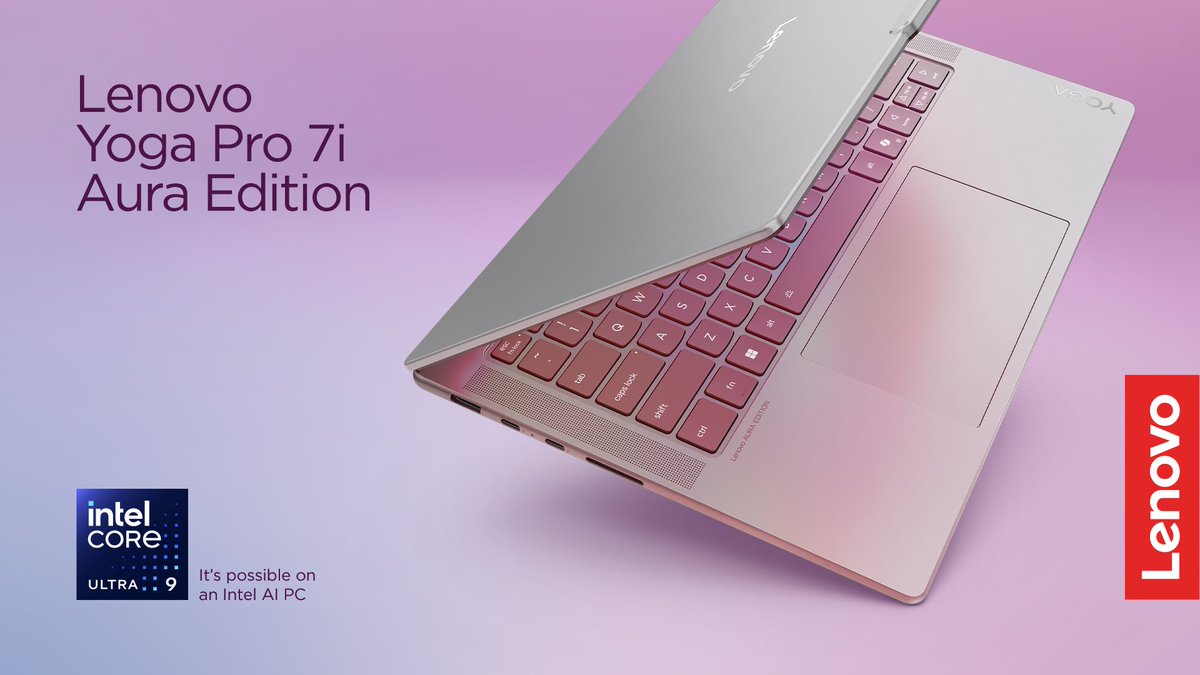 The new Lenovo Yoga Pro 7i Aura Edition, boosts your creativity &amp; productivity with fine-tuned AI performance. Powered by Intel Core Ultra 9 processors to help you accomplish more without compromise.  #WeAreLenovo