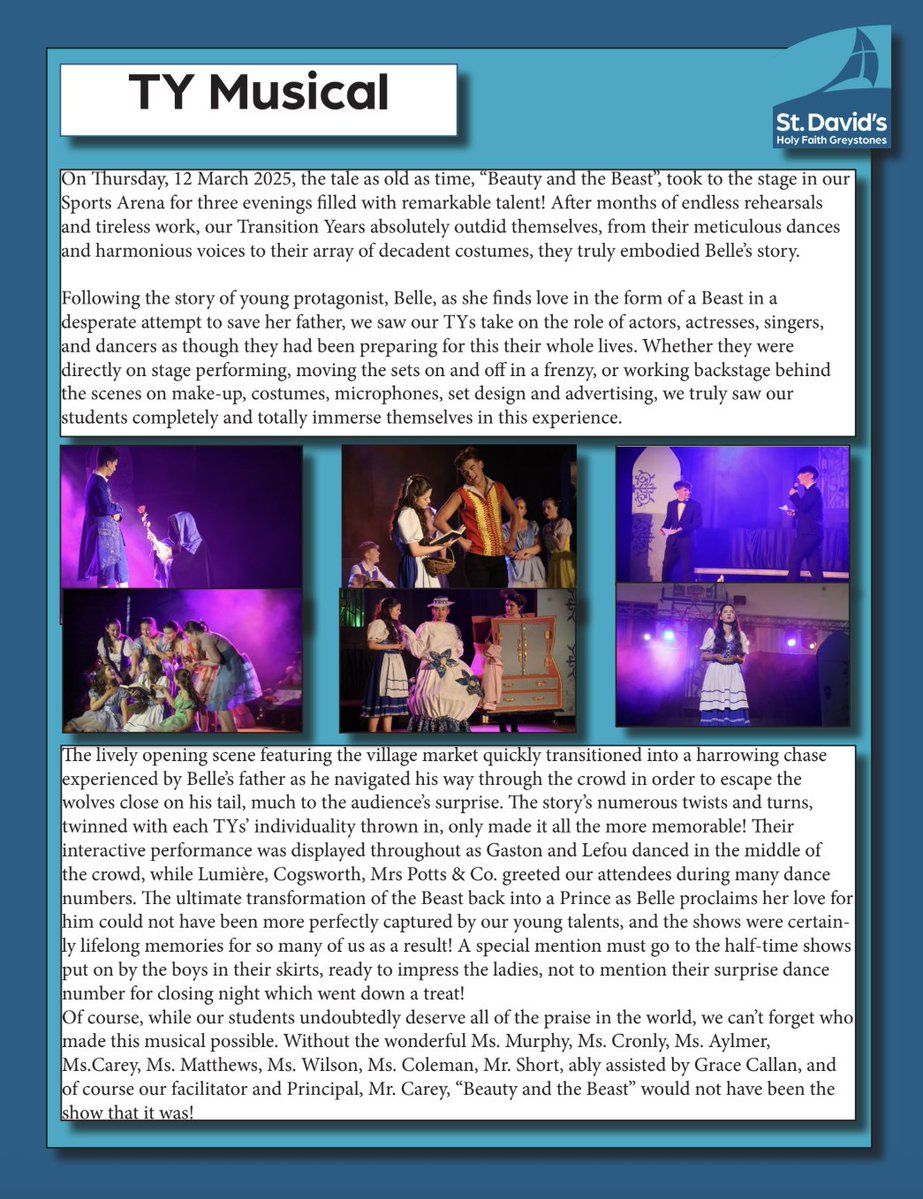 If you're already feeling just a little bit nostalgic for the past academic year, be sure to check out our Spring/Summer Newsletter 2025! Visit the Publications page on the About Us section of our website to find a digital copy 😎 stdavids.ie/publications