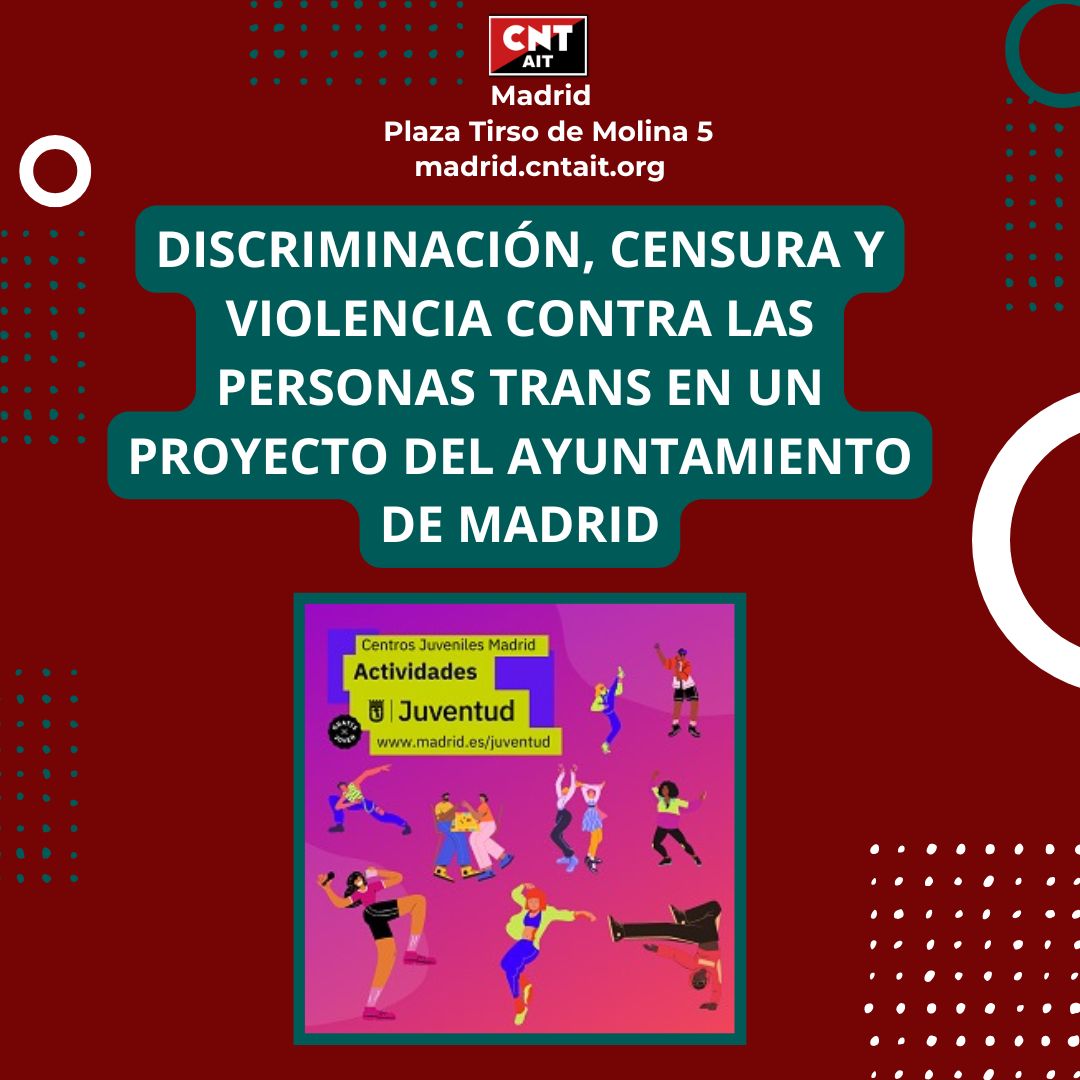 En la víspera de Microrrelatos con Orgullo, un concurso literario recogido por la «Red Viva A Todo Color», la dirección de los centros juveniles del ayuntamiento de Madrid se ponía en contacto con las trabajadoras de TANDEM S.L para transmitir... 👇🏾
madrid.cntait.org/discriminacion…