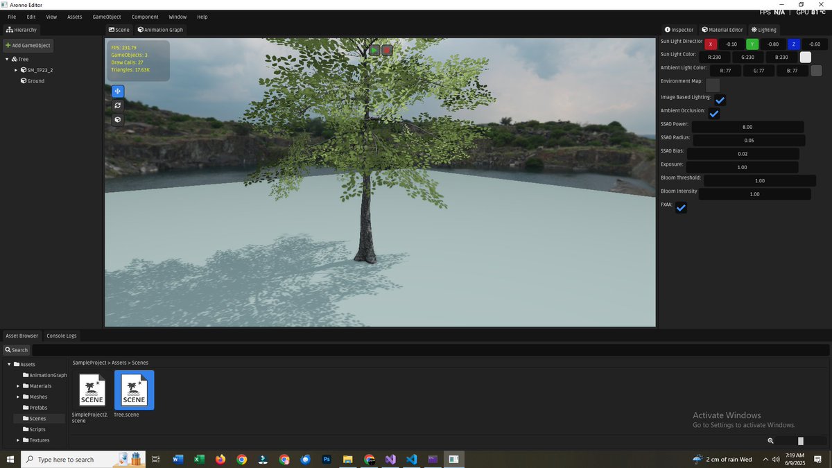 stringvariable's tweet image. Some of the latest screenshots of Aronno Engine Editor #AronnoEngine