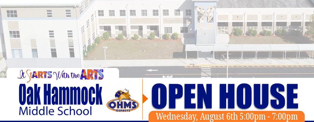Save the Date! OHMS Open House
Wednesday, August 6th, 5 PM-7 PM.