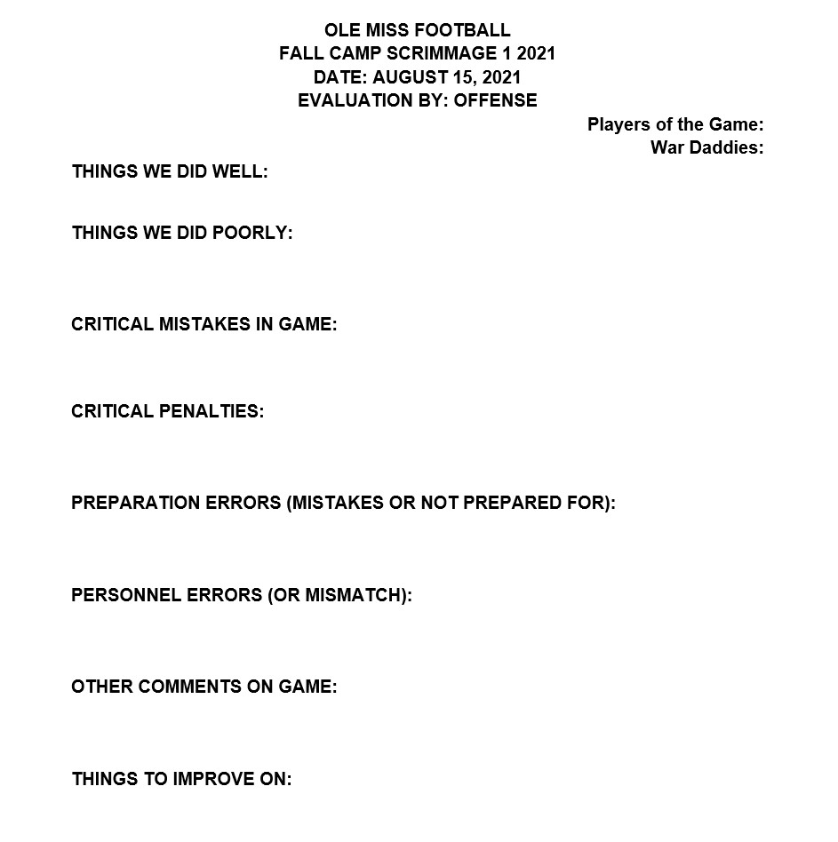 2️⃣0️⃣2️⃣1️⃣ - Ole Miss: Reflection Sheet...