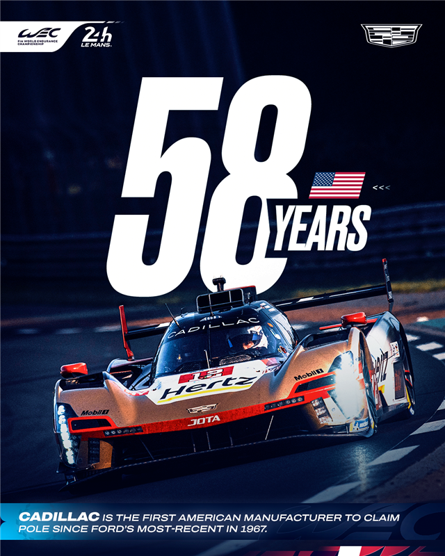 Cadillac make history in Le Mans with the first pole position for an American marque since 1️⃣9️⃣6️⃣7️⃣ 🇺🇸

#WEC #LeMans24 #Cadillac