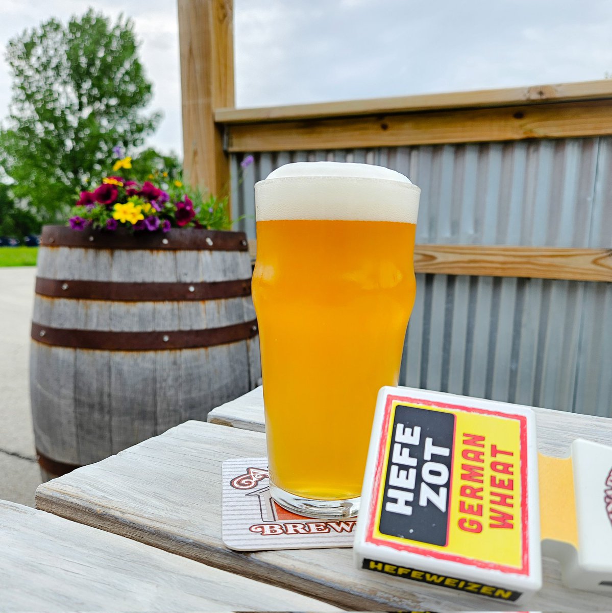 Warm weather = Hefeweizen weather. Enjoy a Hefe Zot on the patio at either Taproom &amp; soak up some sun at the same time! #wibeer