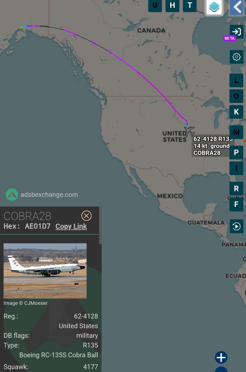 sipjack1776's tweet image. RC-135S Cobra Ball 
#AE01D7
62-4128/COBRA28
Elmendorf&amp;gt;Offutt 
@Borrowed7Time
@stefano_alessi