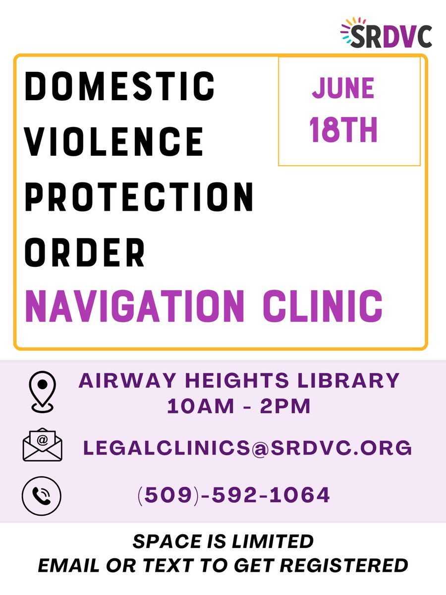 6/18/25 10-2pm

This free clinic provides guidance on navigating legal protections and support services regarding domestic violence. Compassionate, knowledgeable professionals will be available to help you understand your options and next steps in a safe, confidential setting.