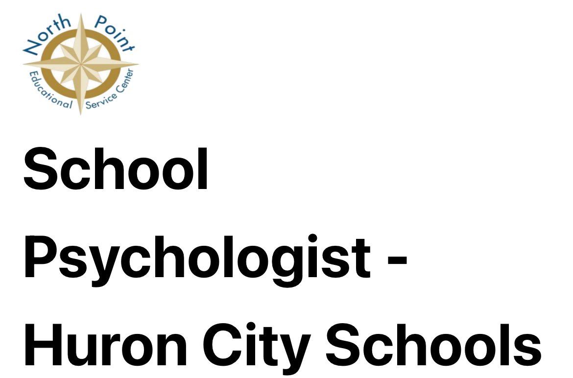 Huron City Schools (@huronschools) on Twitter photo Huron City Schools, in partnership with <a href="/NorthPointESC/">North Point Educational Service Center</a>, is looking for our next School Psychologist. Apply today to join the Tigers Nation. 🐅
portal.myscview.com/jobs/NPESC/Det… Huron City Schools, in partnership with <a href="/NorthPointESC/">North Point Educational Service Center</a>, is looking for our next School Psychologist. Apply today to join the Tigers Nation. 🐅
portal.myscview.com/jobs/NPESC/Det…