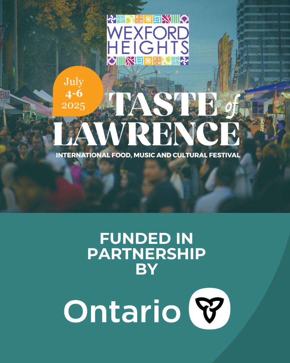 Taste of Lawrence 2025 is honoured to be a recipient of the Experience Ontario Grant! 🎉 This incredible opportunity provided by <a href="/ONgov/">Ontario Government</a> will support us creating an unforgettable experience this year. 🎡

#tasteoflawrence #TOL2025 #governmentofontario #streetfestival #scarborough