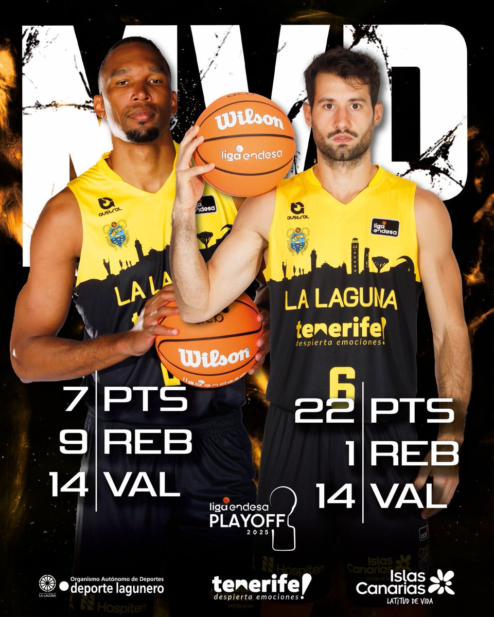 🏆 <a href="/YannisMorin/">Morin Yannis</a> y <a href="/BrunoFitipaldo/">Bruno Fitipaldo</a> comparten el MVP en el segundo partido de semifinales 

💛🖤 #VamosCanarias #LaLagunaTenerife #SeLlevaDentro