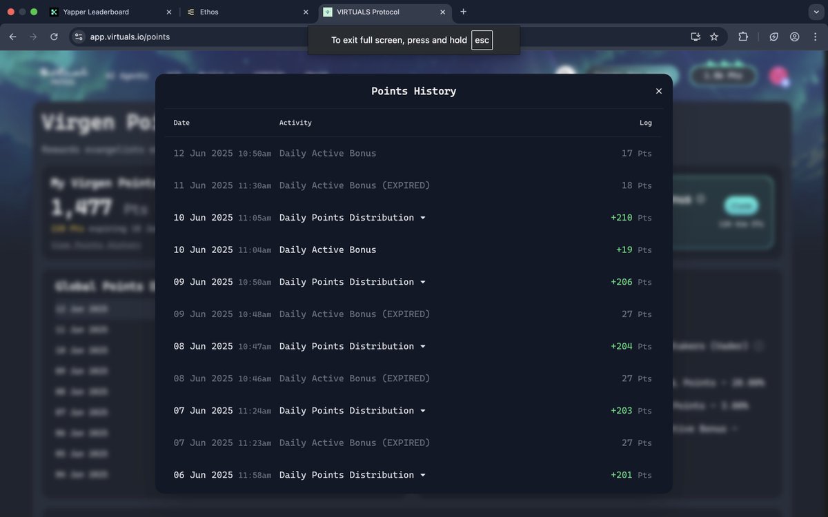 Alex the 11th (@solig_18) on Twitter photo still coping $IRIS 😤 because i literally had every opportunity to ape in (procrastination got the better of me) so i’ll be going all-in $BAIBY tomorrow
i forgot to claim some of my <a href="/virtuals_io/">Virtuals Protocol</a> daily active bonus :(
maybe i’d have had some more virgen points
anyways i still coping $IRIS 😤 because i literally had every opportunity to ape in (procrastination got the better of me) so i’ll be going all-in $BAIBY tomorrow
i forgot to claim some of my <a href="/virtuals_io/">Virtuals Protocol</a> daily active bonus :(
maybe i’d have had some more virgen points
anyways i