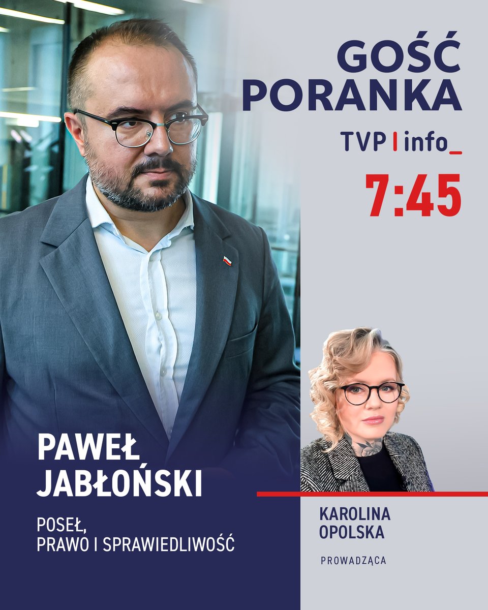 tvp.info 🇵🇱 (@tvp_info) on Twitter photo "Gość Poranka" w TVP Info
⏰ 7:45 – <a href="/paweljablonski_/">🇵🇱 Paweł Jabłoński</a> 📺
🔵 Oglądaj online 👉 tvp.info/ogladaj-na-zywo lub w aplikacji mobilnej 📲 "Gość Poranka" w TVP Info
⏰ 7:45 – <a href="/paweljablonski_/">🇵🇱 Paweł Jabłoński</a> 📺
🔵 Oglądaj online 👉 tvp.info/ogladaj-na-zywo lub w aplikacji mobilnej 📲