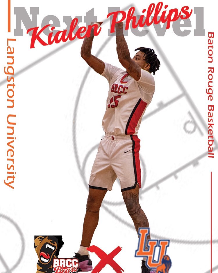 BRCCMensBBall's tweet photo. Congratulations to Kialen Phillips on his commitment to continue his academic and athletic career at Langston University! Kialen had an incredible sophomore season with the Bears, earning LCCAC Player of the Year and LABC Junior College Player of the Year honors. #nextlevelbear https://t.co/B7z1mlvsju