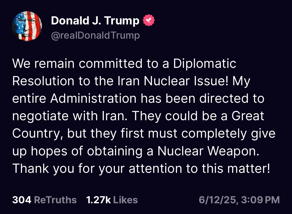 Excellent news. Donald Trump is committed to an Iran deal instead of a military option and has directed his entire admin to pursue diplomacy instead of war.