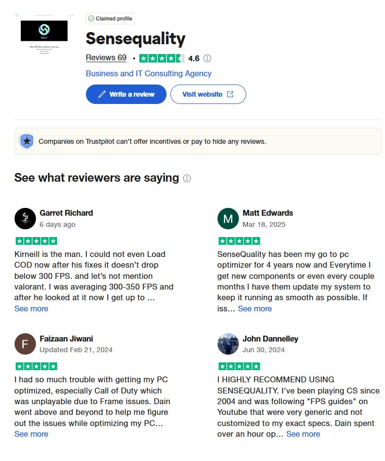 KIRNEILL (@kirneill) on Twitter photo So <a href="/SenseQuality/">SenseQuality</a> is now rated a 4.6 stars overall for our PC Tuning services and we haven't had anything less than a 5.0 stars this whole year 👁️ So <a href="/SenseQuality/">SenseQuality</a> is now rated a 4.6 stars overall for our PC Tuning services and we haven't had anything less than a 5.0 stars this whole year 👁️