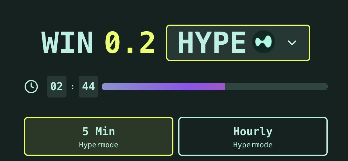 Hypermode, a winner every 5 minutes. To fast? The only PVP mode on <a href="/HyperliquidX/">Hyperliquid</a>