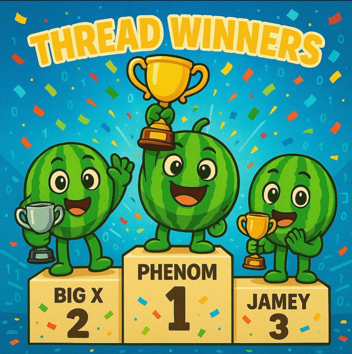 HappyMelons77's tweet photo. ๐จ THE #MelonMadness THREAD CONTEST IS OFFICIALLY CLOSED ๐๐งต
From wild Melon lore to heart-filled stories, you showed us why $MELON is more than just a token โ itโs a vibe.
After reviewing all entries, weโre proud to announce the winners ๐
๐ฅ 1st Place: @phenom_gram
A masterclass in storytelling with flavor, feels, and a Melon twist.
๐ฅ 2nd Place: @bigxonweb3
For the laughs, the lore, and the community love.
๐ฅ 3rd Place: @jameyofweb3
Creativity on point, and the vibes were unmatched.
๐๏ธ Honourable Mention: @Tessara_web3
For keeping it real, Melon-style ๐๐ฅ
To everyone who entered: THANK YOU.
You made this contest juicier than we ever imagined.
This is just the beginning โ keep threading, keep vibing. ๐
#HappyMelons #MelonMadness