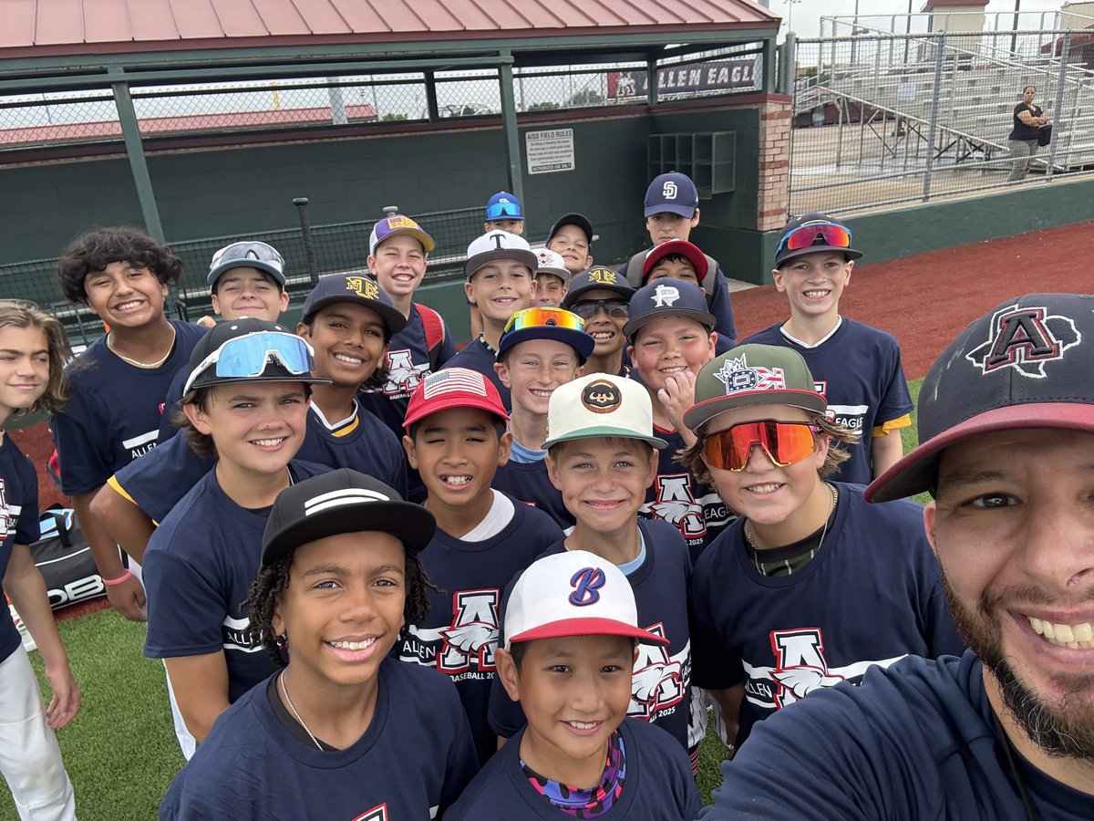 Day 4 of the Allen Eagles baseball camp! Got to work with the incoming 7th graders today, and I was so impressed. Awesome group! I figured out how to smile and take a picture at the same time too!