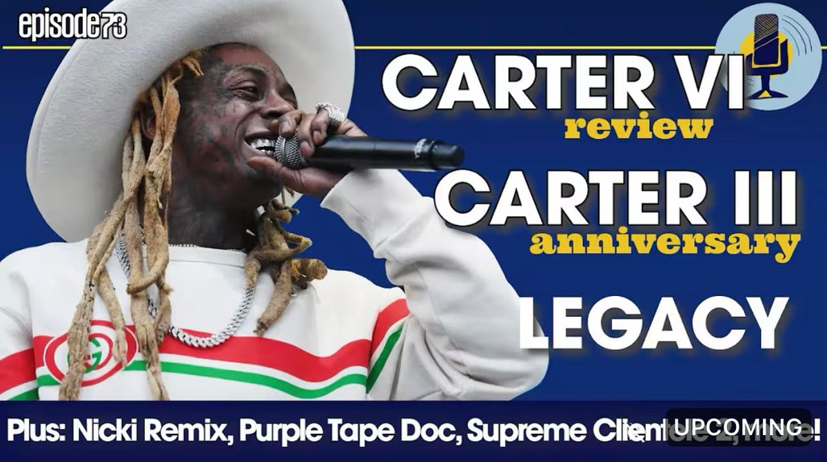hiphoptalks1's tweet image. New episode 🚨
Tonight at 8:30pm EST 👇🏾
🔥 Carter VI review and discussion
🔥 Wayne’s legacy
🔥 Debate the strengths and weakness’s of a hip hop catalog
🔥 The Purple Tape Doc on the way
🔥 Supreme Clientele 2
youtube.com/live/ispnNo83w…