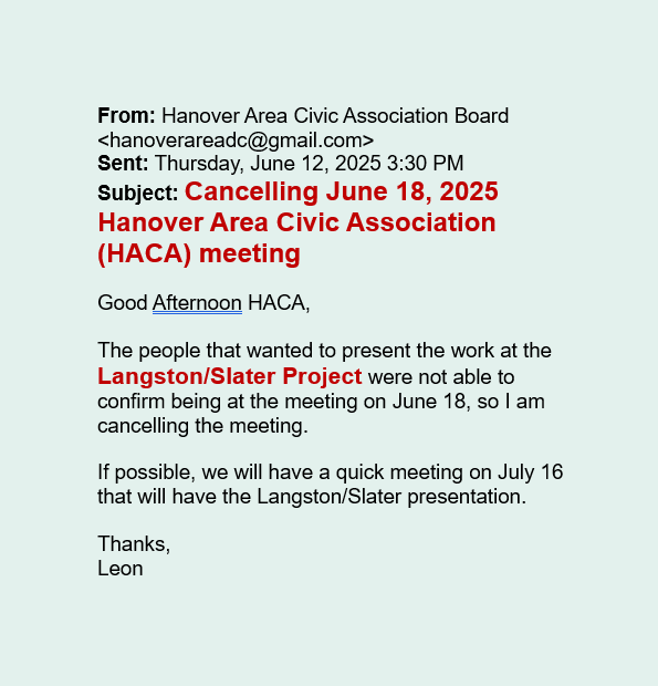Hanover Area Civic Association tweet media