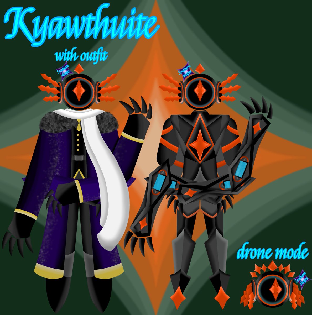 southernshapes's tweet photo. #INDIECROSS #oc a rogue inspired oc, not based on a game engine but a gem. The gems on there hands and feet go on there head in drone mode and the side head gems because legs. The gem they have is a kyawthuite. More info later https://t.co/ofK8ilKRQE
