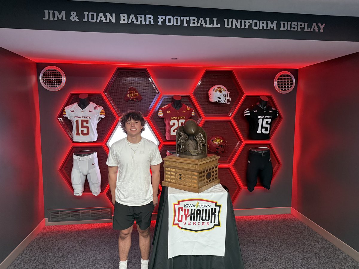 I had an amazing time showcasing my skills and meeting the staff at Iowa State yesterday. 
<a href="/Coach_Broom/">Deon Broomfield</a> <a href="/TrentSlattenow/">Trent Slattenow</a> <a href="/T_Mouser/">Taylor Mouser</a> <a href="/ISUMattCampbell/">Matt Campbell</a> <a href="/EDGYTIM/">Timothy “EDGYTIM” OHalloran</a> <a href="/AllenTrieu/">Allen Trieu</a> <a href="/GregSmithRivals/">Greg Smith</a> <a href="/MarianCentralFB/">Marian Central Catholic HS Football</a>